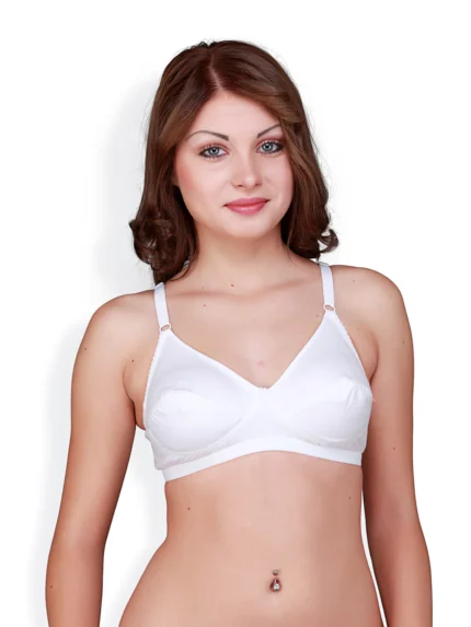 White  Non-Wired Flora Cotton Full-Coverage Bra