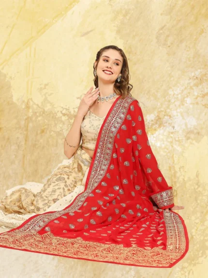 Heavily Embroidered Designer Georgette Dupatta